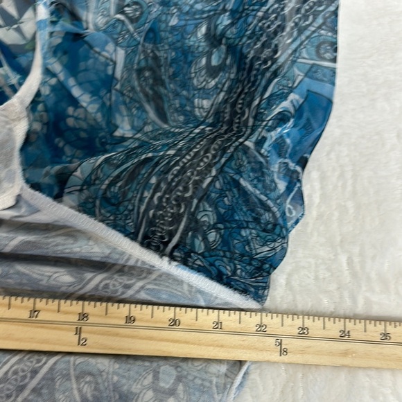 Style & Co. Blue Graphic Blouse with Flutter Sleeves - Picture 6 of 10